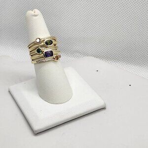 Brand New Sterling Silver 925 Multi Colors Gemstones Ring
